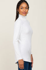 Ivory Long Sleeve Ribbed Turtleneck Top