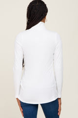 Ivory Long Sleeve Ribbed Turtleneck Top