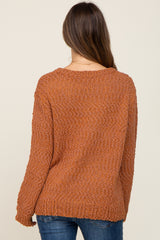 Rust Balloon Sleeve Knit Maternity Sweater