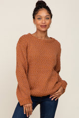 Rust Balloon Sleeve Knit Maternity Sweater