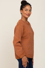 Rust Balloon Sleeve Knit Sweater