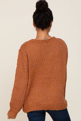 Rust Balloon Sleeve Knit Sweater