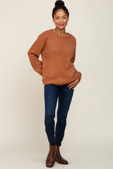 Rust Balloon Sleeve Knit Sweater