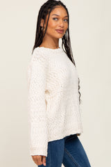 Cream Balloon Sleeve Knit Sweater