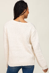 Cream Balloon Sleeve Knit Sweater