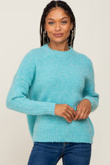 Light Blue Chunky Knit Maternity Sweater