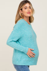 Light Blue Chunky Knit Maternity Sweater