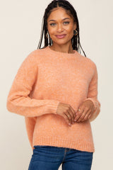 Orange Chunky Knit Maternity Sweater