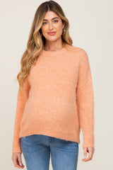 Orange Chunky Knit Maternity Sweater