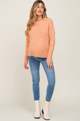 Orange Chunky Knit Maternity Sweater