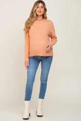 Orange Chunky Knit Maternity Sweater