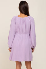 Lavender Crochet Lace Button Front Maternity Dress