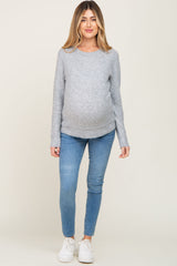 Heather Grey Basic Maternity Sweater