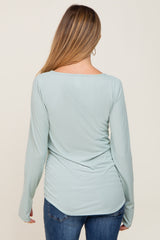 Mint Green Ribbed Round Hem Maternity Top