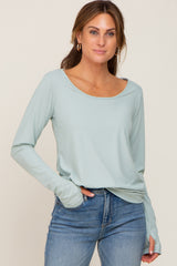 Mint Green Ribbed Round Hem Maternity Top