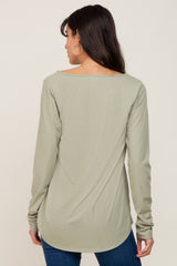 Light Olive Ribbed Round Hem Top