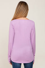 Lavender Ribbed Round Hem Maternity Top