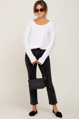 Ivory Ribbed Round Hem Top