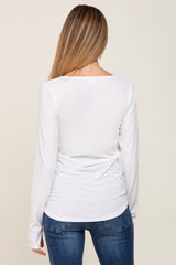 Ivory Ribbed Round Hem Maternity Top