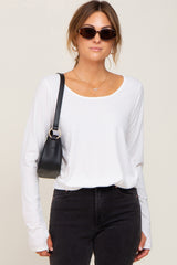 Ivory Ribbed Round Hem Top