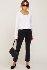 Ivory Ribbed Round Hem Top