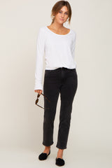 Ivory Ribbed Round Hem Top