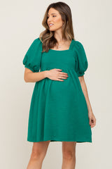 Green Embroidered Tie Back Maternity Dress