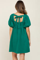 Green Embroidered Tie Back Maternity Dress