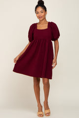 Burgundy Embroidered Tie Back Dress