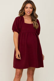 Burgundy Embroidered Tie Back Maternity Dress