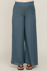 Blue Wide Leg Maternity Pants