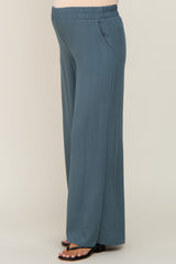 Blue Wide Leg Maternity Pants