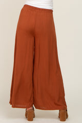 Camel Wide Leg Cropped Maternity Pants