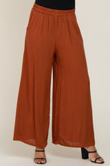 Camel Wide Leg Cropped Pants