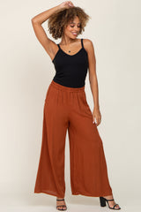 Camel Wide Leg Cropped Pants