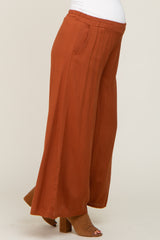 Camel Wide Leg Cropped Maternity Pants