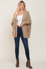 Taupe Dolman Sleeve Cardigan Sweater