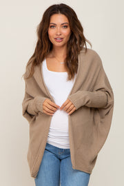 Taupe Dolman Sleeve Maternity Cardigan Sweater