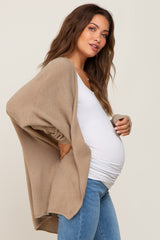 Taupe Dolman Sleeve Maternity Cardigan Sweater