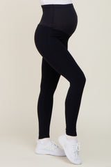 Black Maternity Ribbed Active Leggings