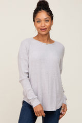 Heather Grey Brushed Knit Ribbed Long Sleeve Maternity Top