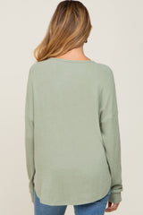 Sage Brushed Knit Ribbed Long Sleeve Maternity Top