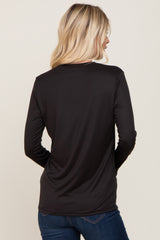 Black Ribbed Basic Long Sleeve Top