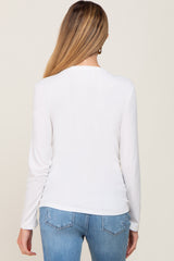 Ivory Ribbed Basic Long Sleeve Maternity Top