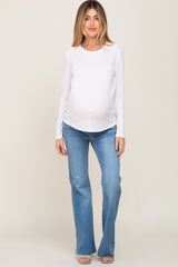 Ivory Ribbed Basic Long Sleeve Maternity Top