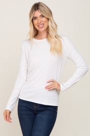 Ivory Ribbed Basic Long Sleeve Top