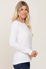 Ivory Ribbed Basic Long Sleeve Top