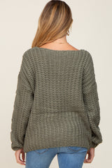 Olive Chunky Knit Maternity Sweater