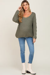 Olive Chunky Knit Maternity Sweater