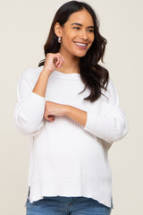 Ivory Ribbed Maternity Sweater